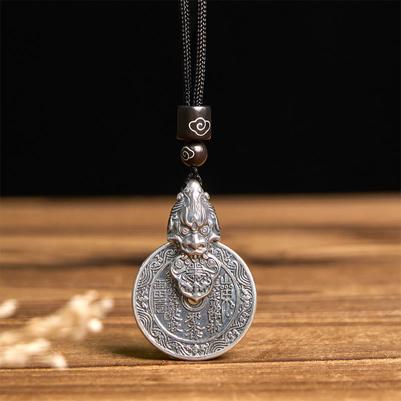 Buddha Stones Mountain Ghosts Spend Money Bagua Design Copper Pixiu Harmony Necklace Pendant - image 3