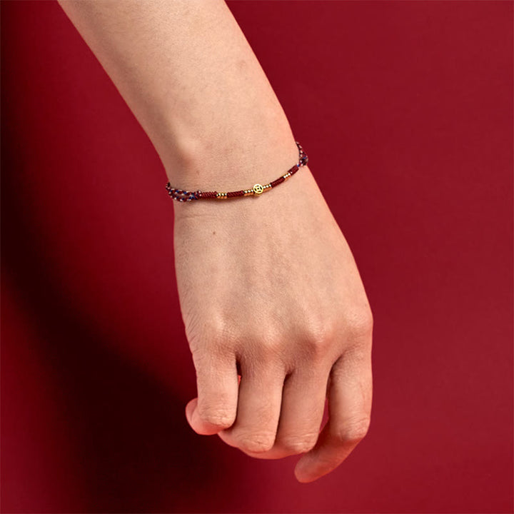 Buddha Stones Handmade Braided Red String Copper Coins Luck Bracelet - image 4