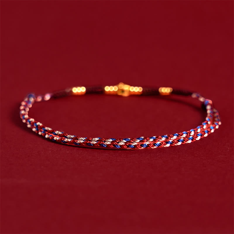 Buddha Stones Handmade Braided Red String Copper Coins Luck Bracelet - image 2