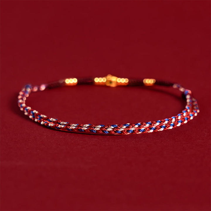 Buddha Stones Handmade Braided Red String Copper Coins Luck Bracelet - image 2
