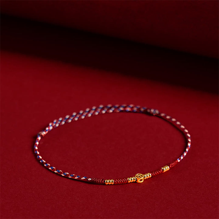 Buddha Stones Handmade Braided Red String Copper Coins Luck Bracelet - Red Rope(Wrist Circumference:15-17cm) - image 0