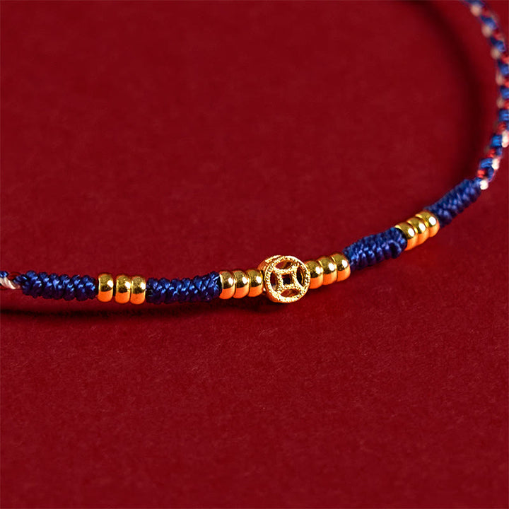 Buddha Stones Handmade Braided Red String Copper Coins Luck Bracelet - image 10