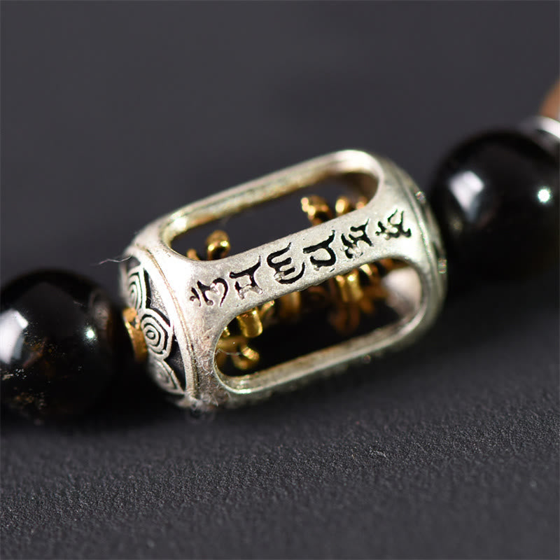 Buddha Stones Tibetan Green Sandalwood Gold Sheen Obsidian Balance Peace Double Wrap Bracelet - image 13