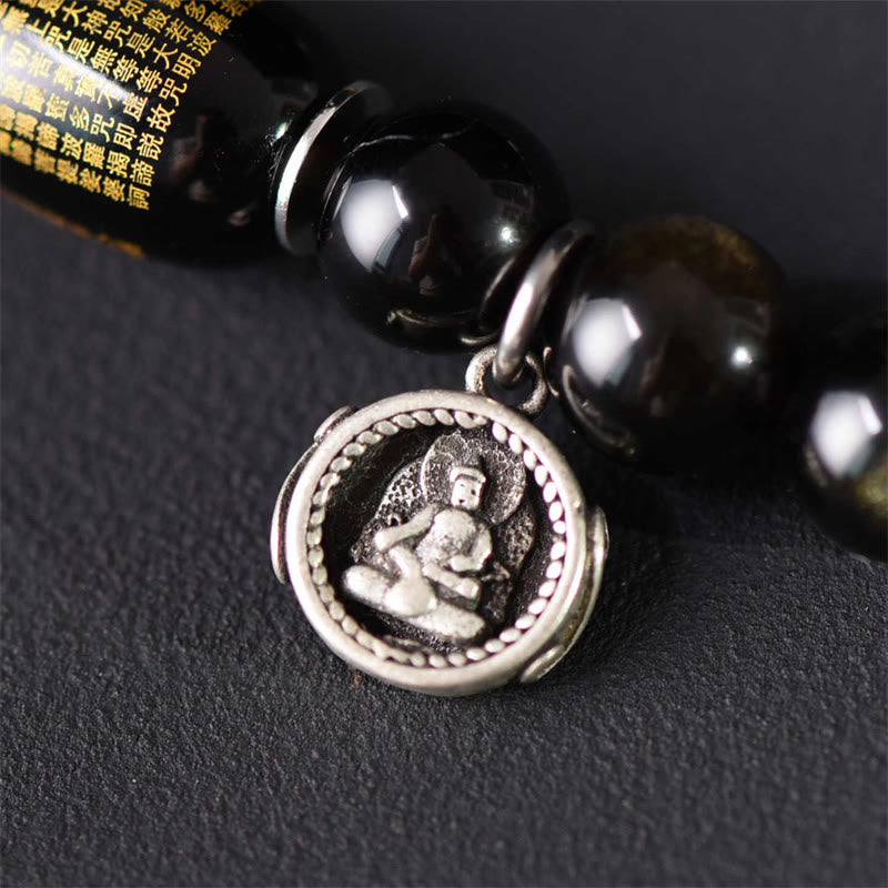 Buddha Stones Tibetan Green Sandalwood Gold Sheen Obsidian Balance Peace Double Wrap Bracelet - image 11