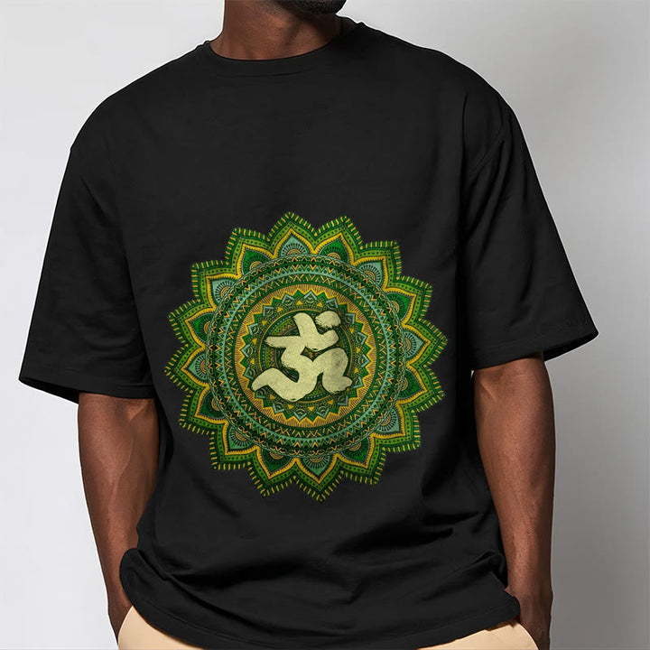 Buddha Stones Casual Green Mandala Om Symbol Pattern Cotton Tee T-shirt - image 5