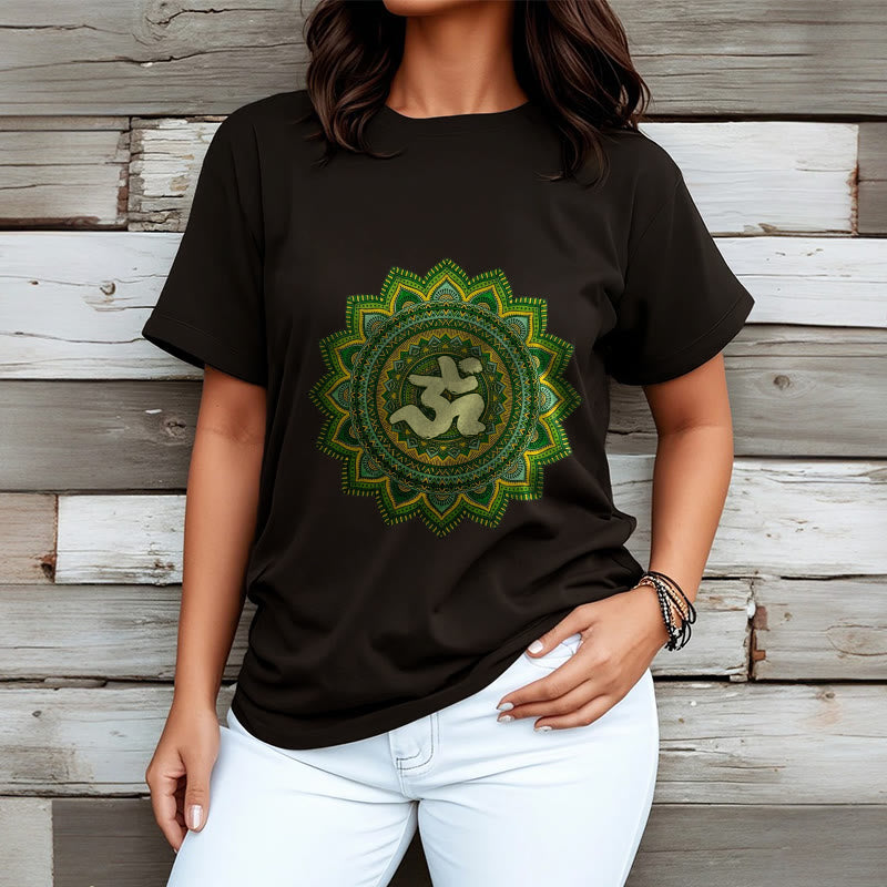 Buddha Stones Casual Green Mandala Om Symbol Pattern Cotton Tee T-shirt - image 6