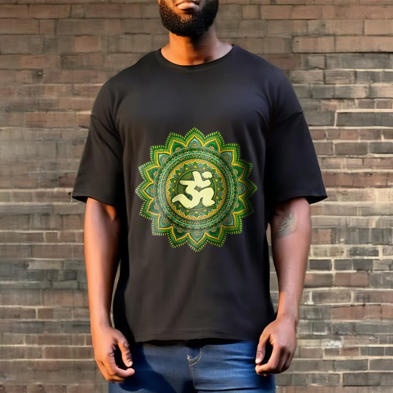 Buddha Stones Casual Green Mandala Om Symbol Pattern Cotton Tee T-shirt - image 7