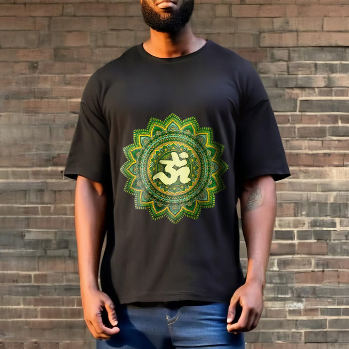 Buddha Stones Casual Green Mandala Om Symbol Pattern Cotton Tee T-shirt - image 7