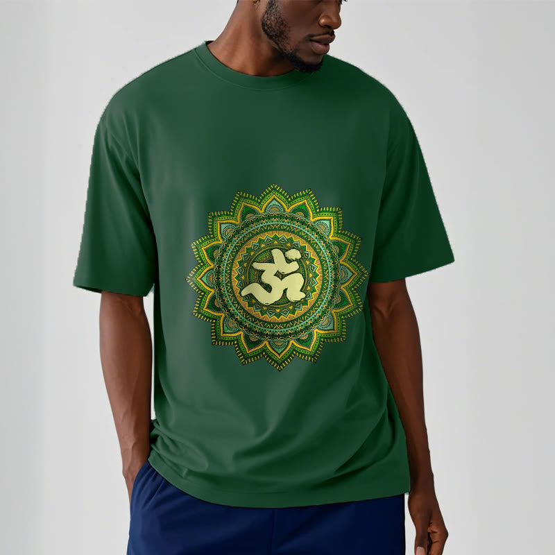 Buddha Stones Casual Green Mandala Om Symbol Pattern Cotton Tee T-shirt - image 11