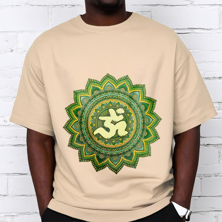 Buddha Stones Casual Green Mandala Om Symbol Pattern Cotton Tee T-shirt - image 9