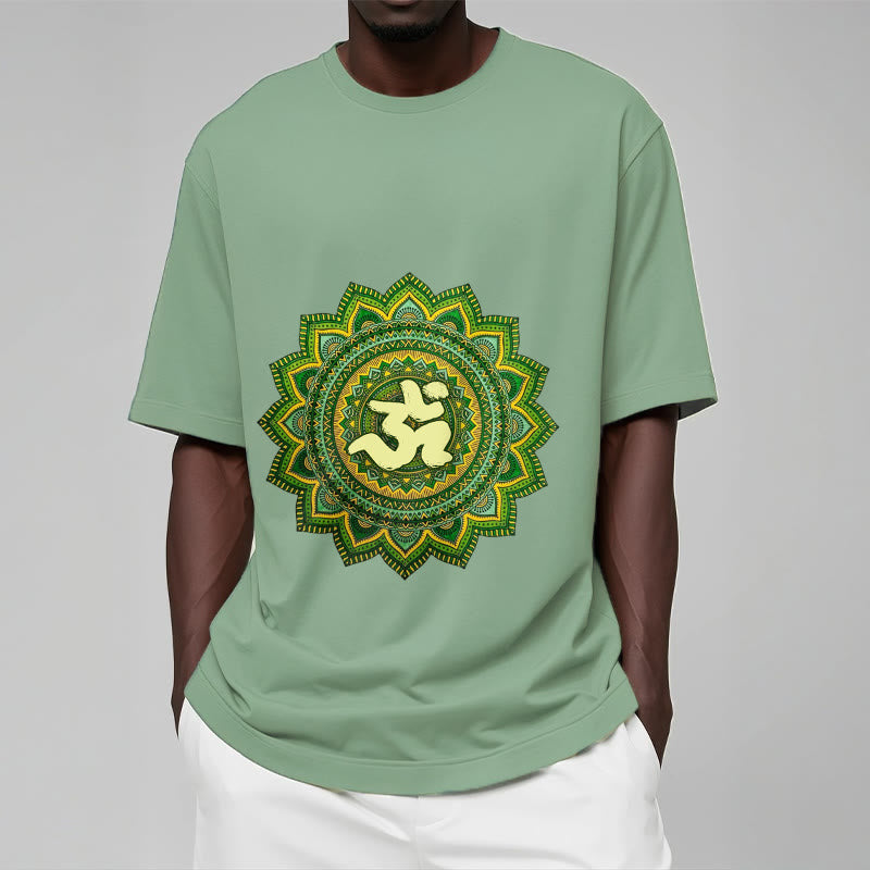 Buddha Stones Casual Green Mandala Om Symbol Pattern Cotton Tee T-shirt - image 15