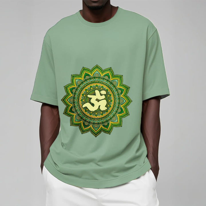 Buddha Stones Casual Green Mandala Om Symbol Pattern Cotton Tee T-shirt - image 15
