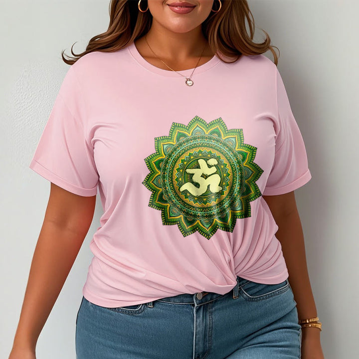 Buddha Stones Casual Green Mandala Om Symbol Pattern Cotton Tee T-shirt - image 13