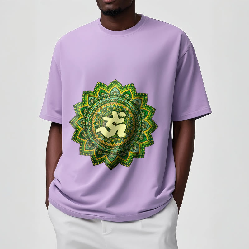 Buddha Stones Casual Green Mandala Om Symbol Pattern Cotton Tee T-shirt - image 17