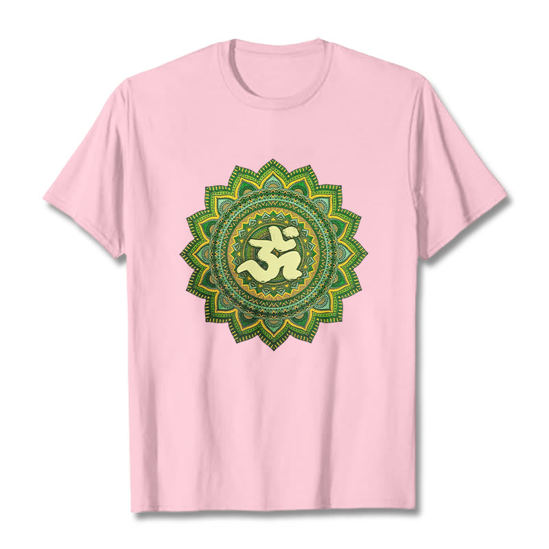 Buddha Stones Casual Green Mandala Om Symbol Pattern Cotton Tee T-shirt - LightPink - 2XL - image 12