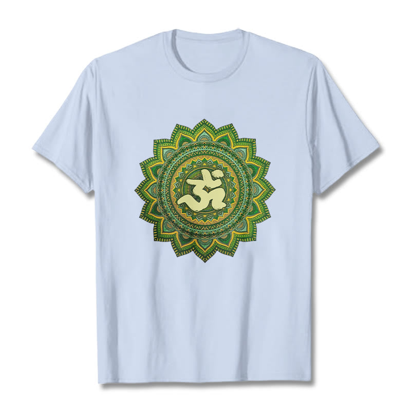 Buddha Stones Casual Green Mandala Om Symbol Pattern Cotton Tee T-shirt - LightCyan - 2XL - image 18