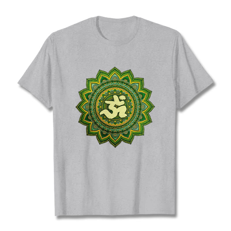 Buddha Stones Casual Green Mandala Om Symbol Pattern Cotton Tee T-shirt - LightGrey - 2XL - image 19
