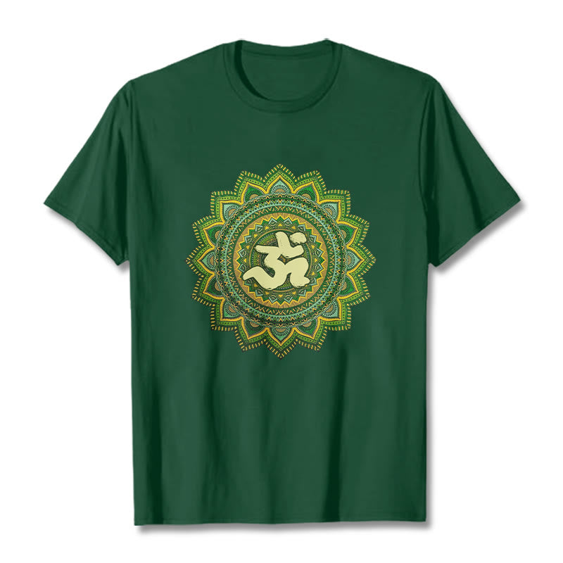 Buddha Stones Casual Green Mandala Om Symbol Pattern Cotton Tee T-shirt - ForestGreen - 2XL - image 10