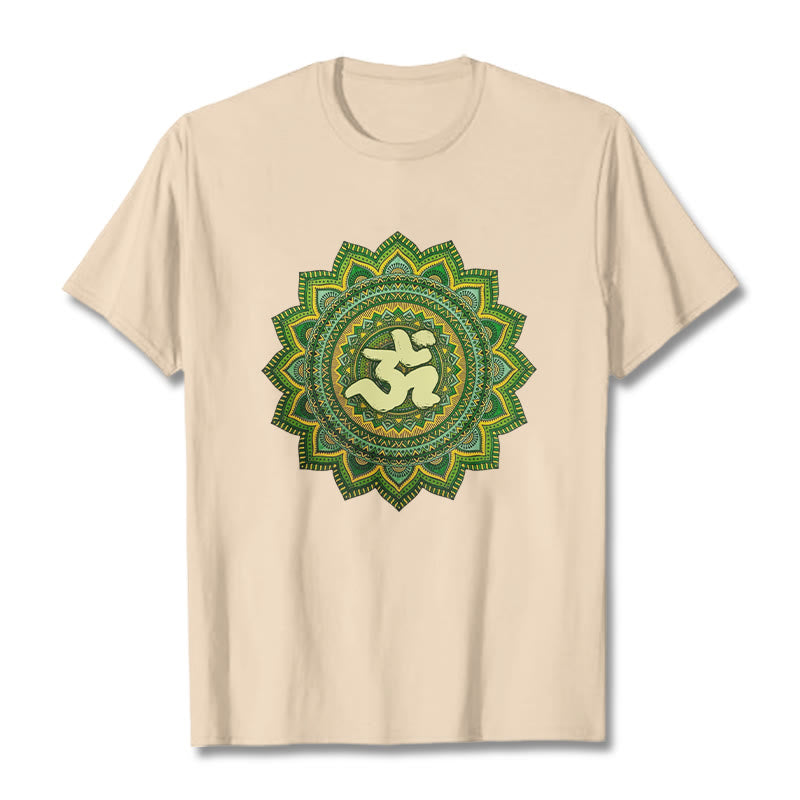Buddha Stones Casual Green Mandala Om Symbol Pattern Cotton Tee T-shirt - Bisque - 2XL - image 8