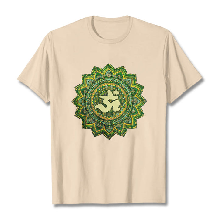 Buddha Stones Casual Green Mandala Om Symbol Pattern Cotton Tee T-shirt - Bisque - 2XL - image 8