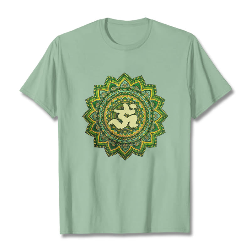 Buddha Stones Casual Green Mandala Om Symbol Pattern Cotton Tee T-shirt - PaleGreen - 2XL - image 14