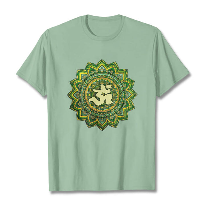 Buddha Stones Casual Green Mandala Om Symbol Pattern Cotton Tee T-shirt - PaleGreen - 2XL - image 14