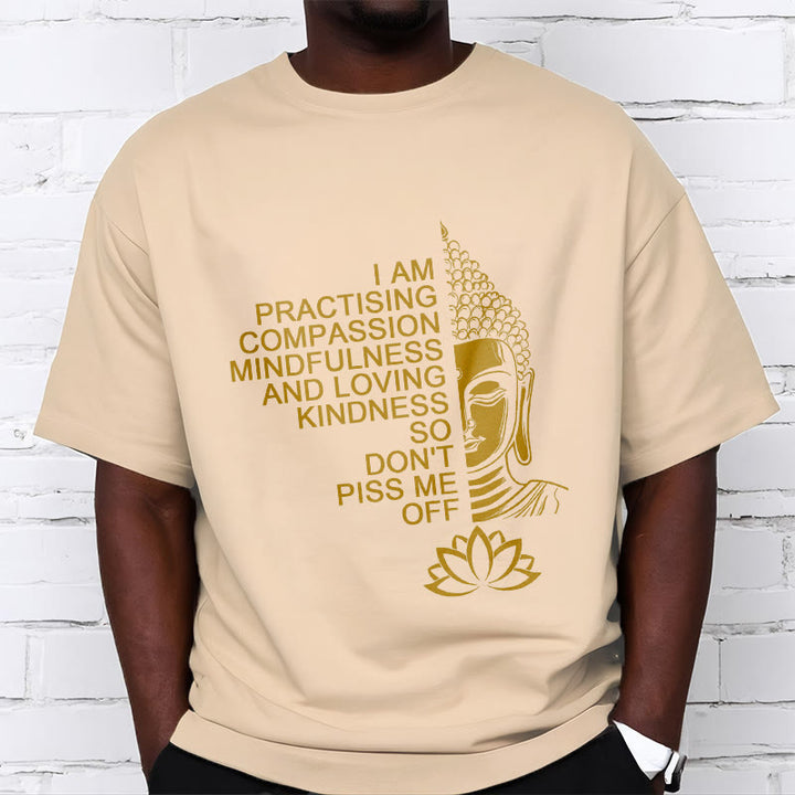 Buddha Stones Casual Golden Side Buddha Lotus Flower Pattern Cotton Tee T-Shirt - image 9