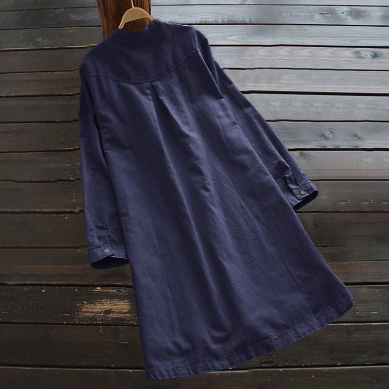 Buddha Stones Solid Buttons Long Sleeve Women's Shirt With Pockets - image 15