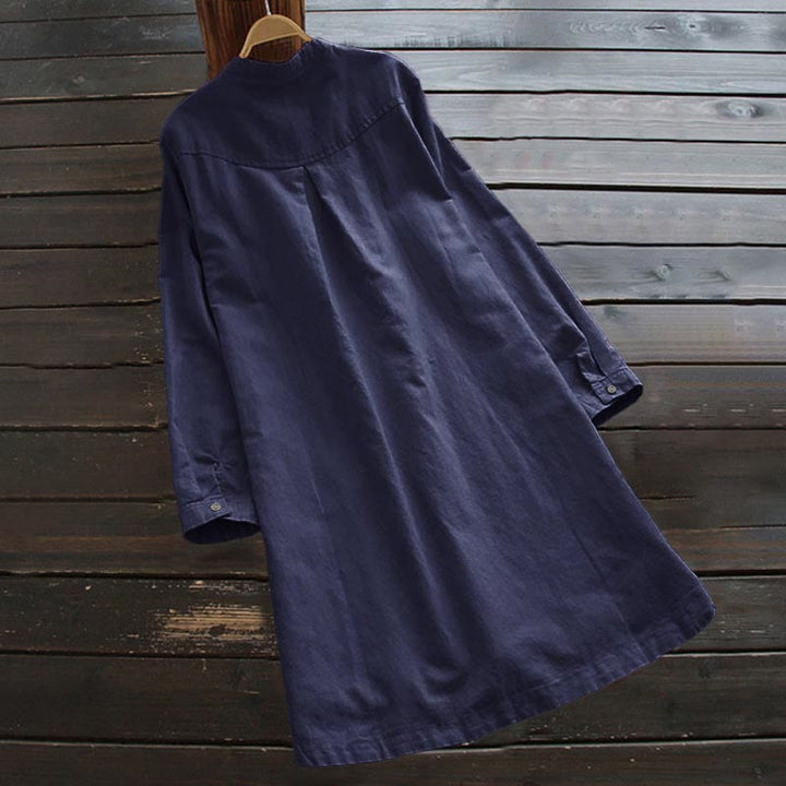 Buddha Stones Solid Buttons Long Sleeve Women's Shirt With Pockets - image 15