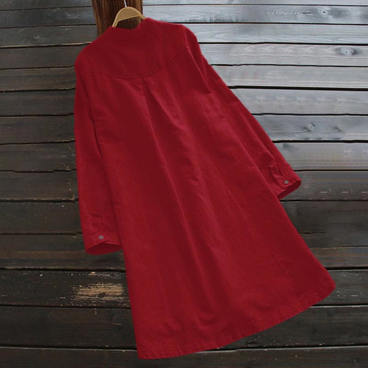 Buddha Stones Solid Buttons Long Sleeve Women's Shirt With Pockets - image 18