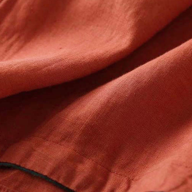 Buddha Stones Casual Embroidered Flowers Slant Collar Strap Long Sleeve Cotton Women's Shirt - image 2