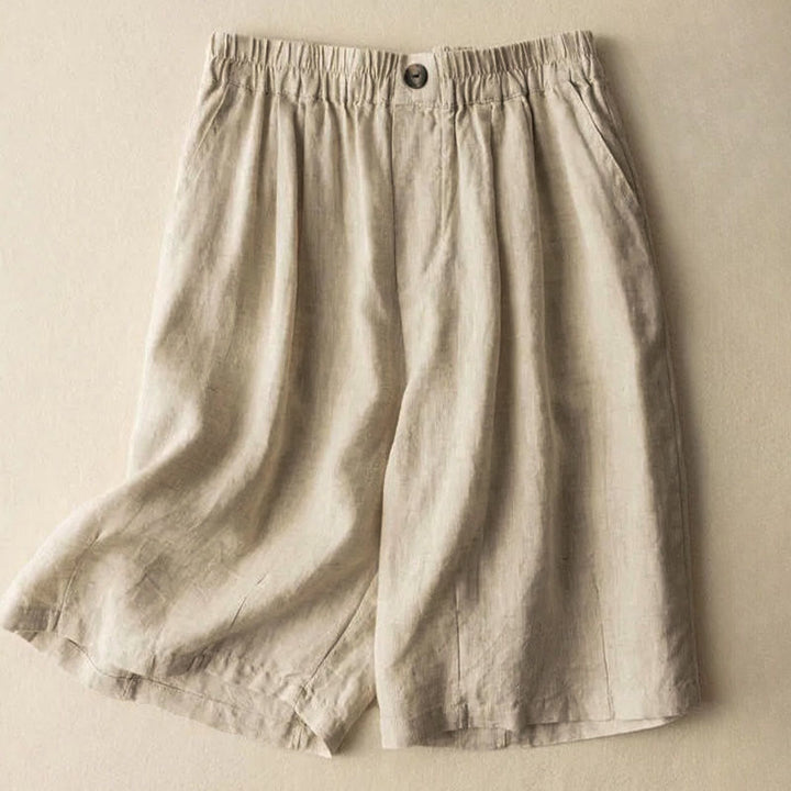 Buddha Stones Summer Casual Plain Zipper Button Cotton Linen Women's Shorts With Pockets - Beige - US8-10,UK/AU12-14,EU40-42 (3XL) - image 6