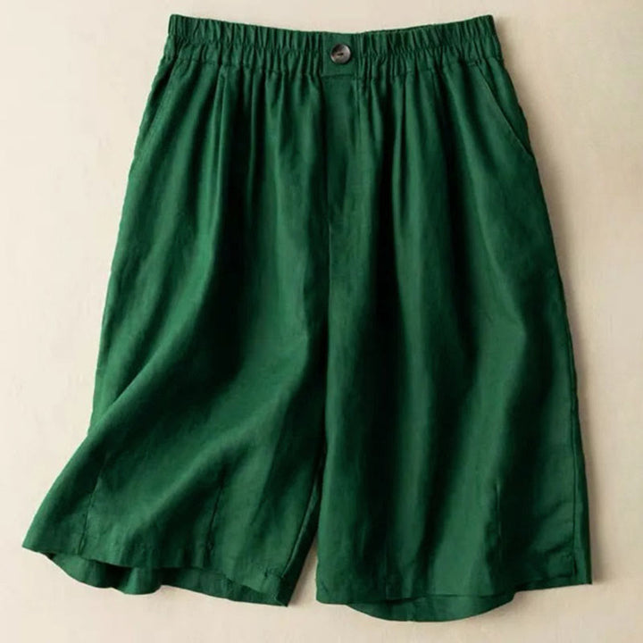 Buddha Stones Summer Casual Plain Zipper Button Cotton Linen Women's Shorts With Pockets - Green - US8-10,UK/AU12-14,EU40-42 (3XL) - image 4