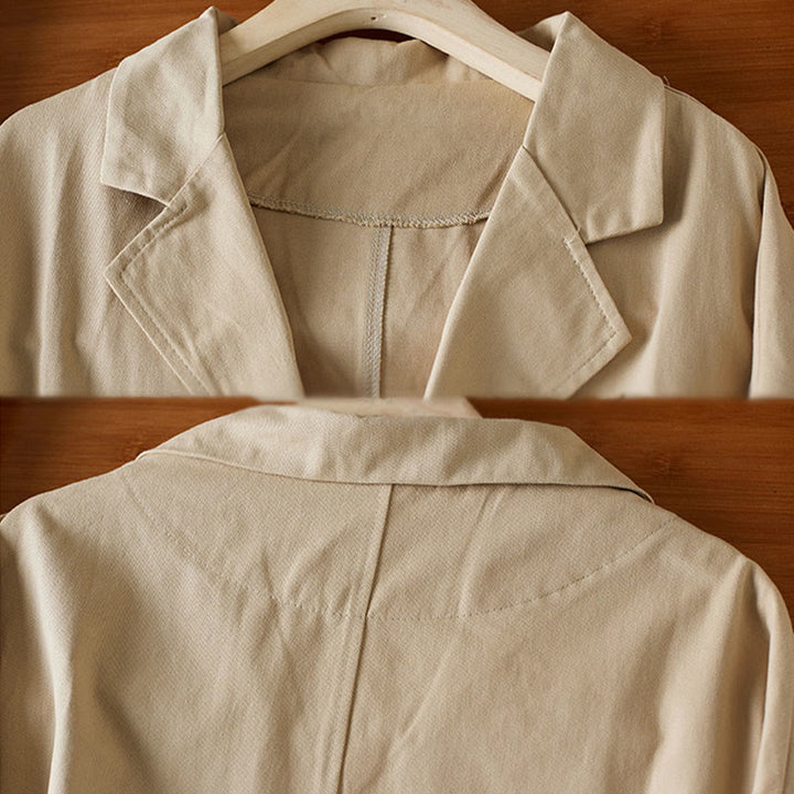 Buddha Stones Plain Button Women's Cotton Suit Jacket With Pockets - image 2
