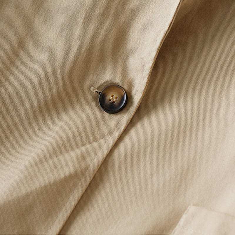 Buddha Stones Plain Button Women's Cotton Suit Jacket With Pockets - image 4