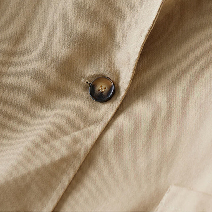 Buddha Stones Plain Button Women's Cotton Suit Jacket With Pockets - image 4