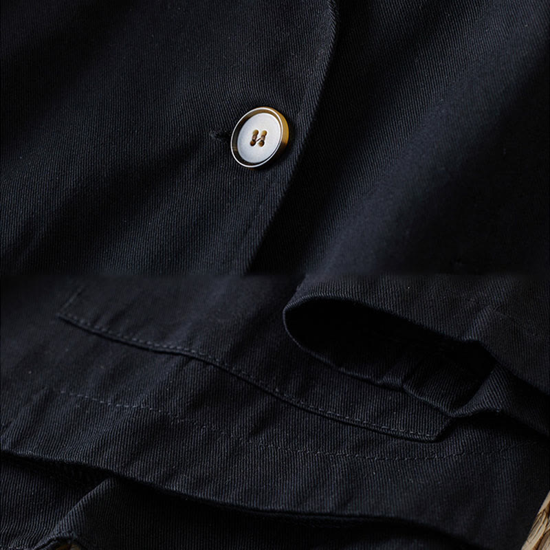 Buddha Stones Plain Button Women's Cotton Suit Jacket With Pockets - image 10