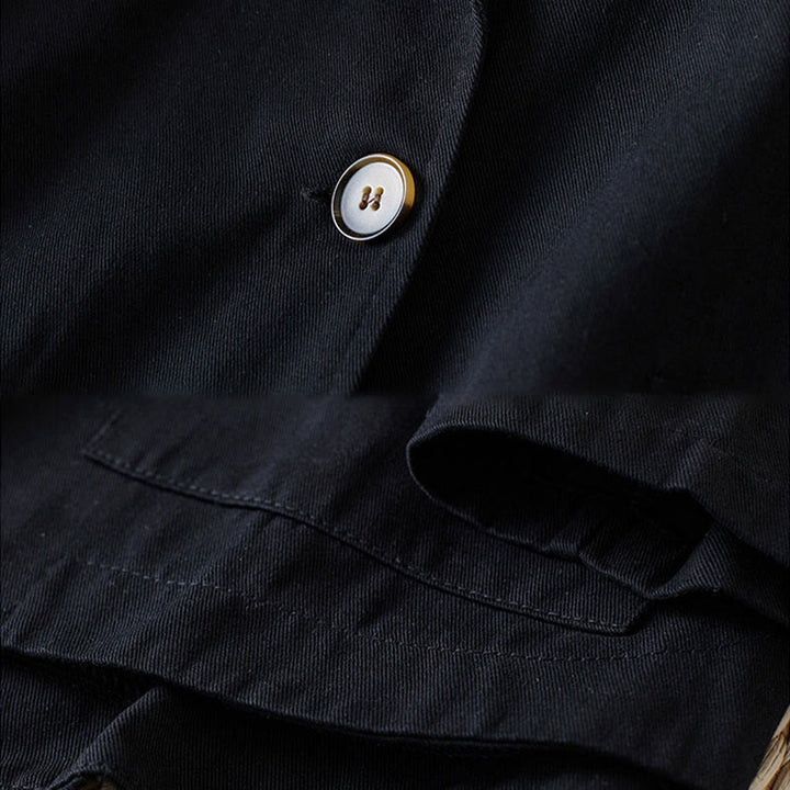 Buddha Stones Plain Button Women's Cotton Suit Jacket With Pockets - image 10