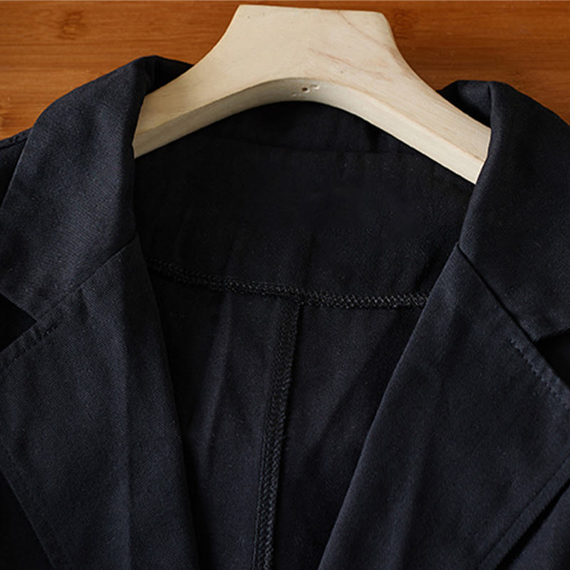 Buddha Stones Plain Button Women's Cotton Suit Jacket With Pockets - image 12