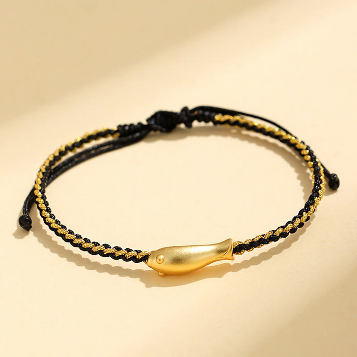 Buddha Stones 999 Sterling Silver Lucky Koi Fish Protection Rope Bracelet - Black Rope(Wrist Circumference: 15-19cm) - image 9