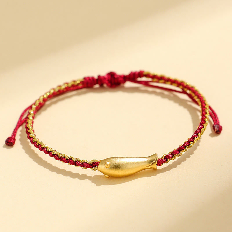 Buddha Stones 999 Sterling Silver Lucky Koi Fish Protection Rope Bracelet - Dark Red Rope(Wrist Circumference: 15-19cm) - image 11