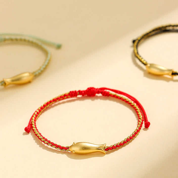 Buddha Stones 999 Sterling Silver Lucky Koi Fish Protection Rope Bracelet - image 0