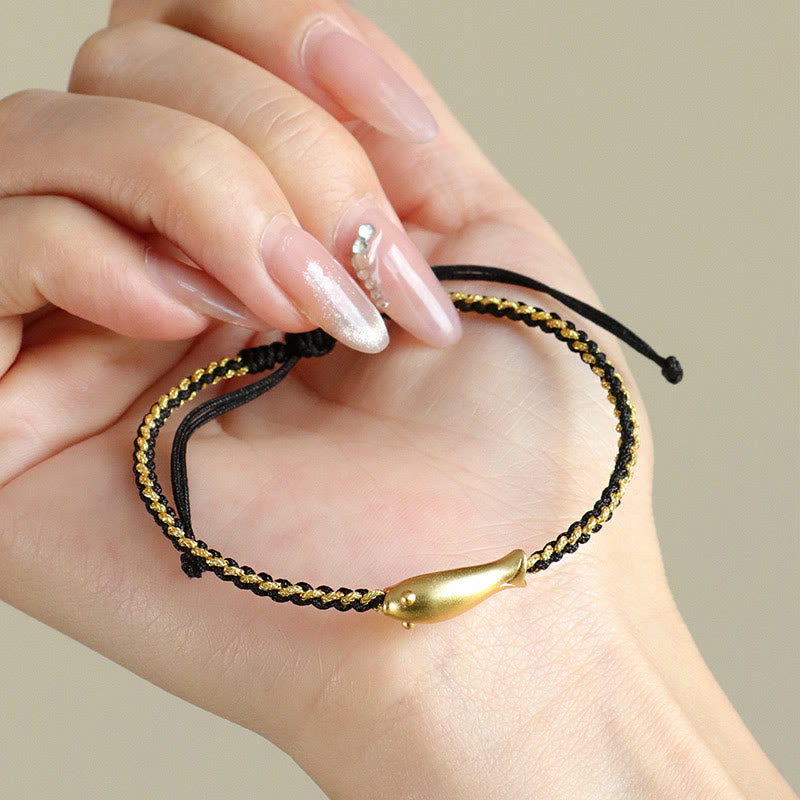 Buddha Stones 999 Sterling Silver Lucky Koi Fish Protection Rope Bracelet - image 10