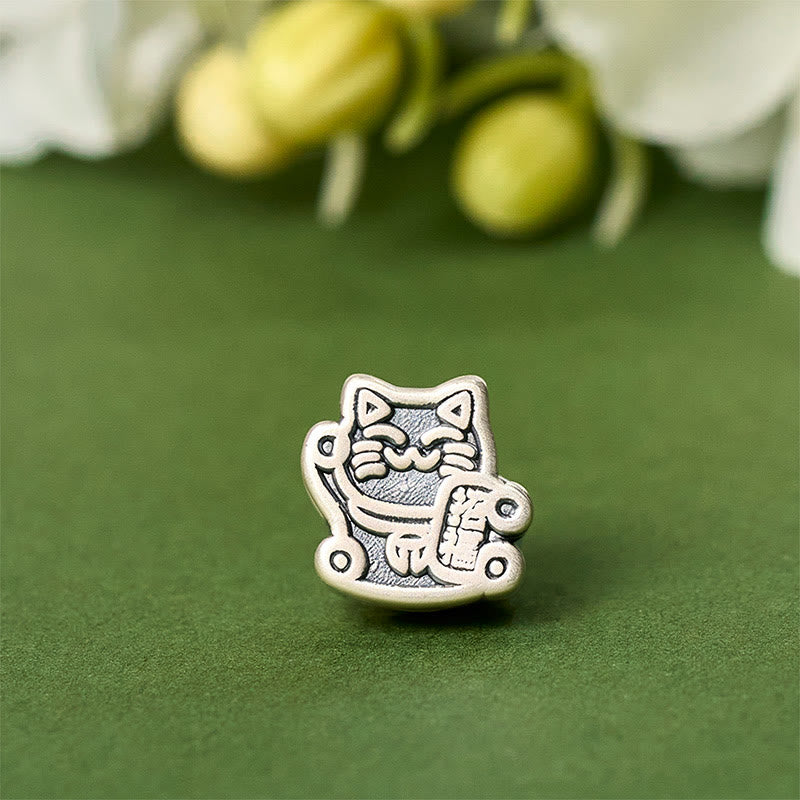 Buddha Stones 999 Sterling Silver Fortune Cat Protection 925 Sterling Silver Chain Necklace Pendant - image 6