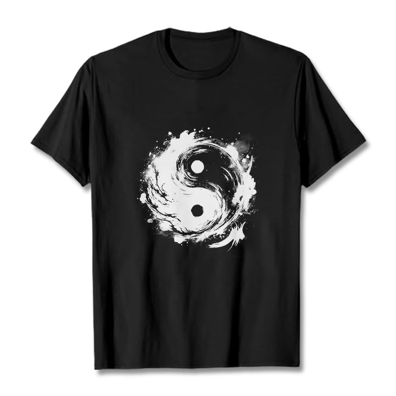 Buddha Stones Ink Yin Yang Pattern Balance Design Tee T-shirt - Black - 2XL - image 0