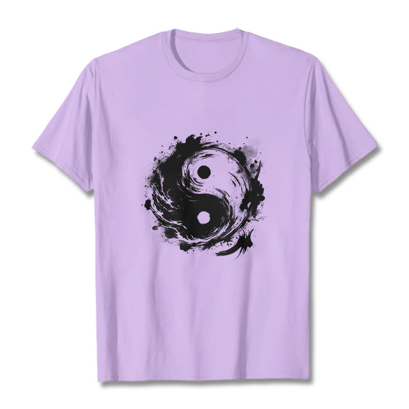Buddha Stones Ink Yin Yang Pattern Balance Design Tee T-shirt - Plum - 2XL - image 16