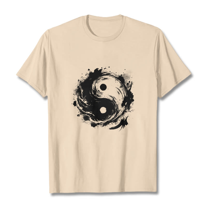 Buddha Stones Ink Yin Yang Pattern Balance Design Tee T-shirt - Bisque - 2XL - image 8