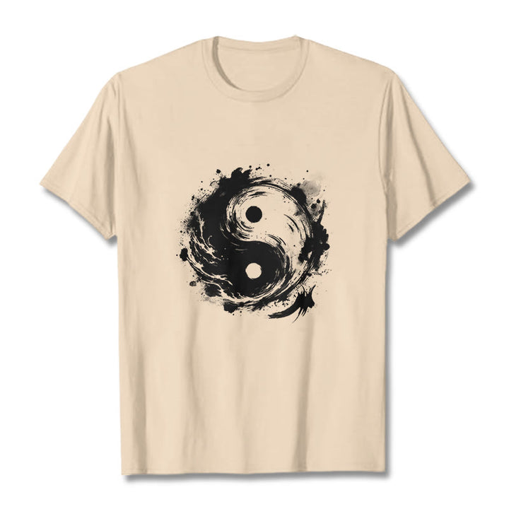 Buddha Stones Ink Yin Yang Pattern Balance Design Tee T-shirt - Bisque - 2XL - image 8