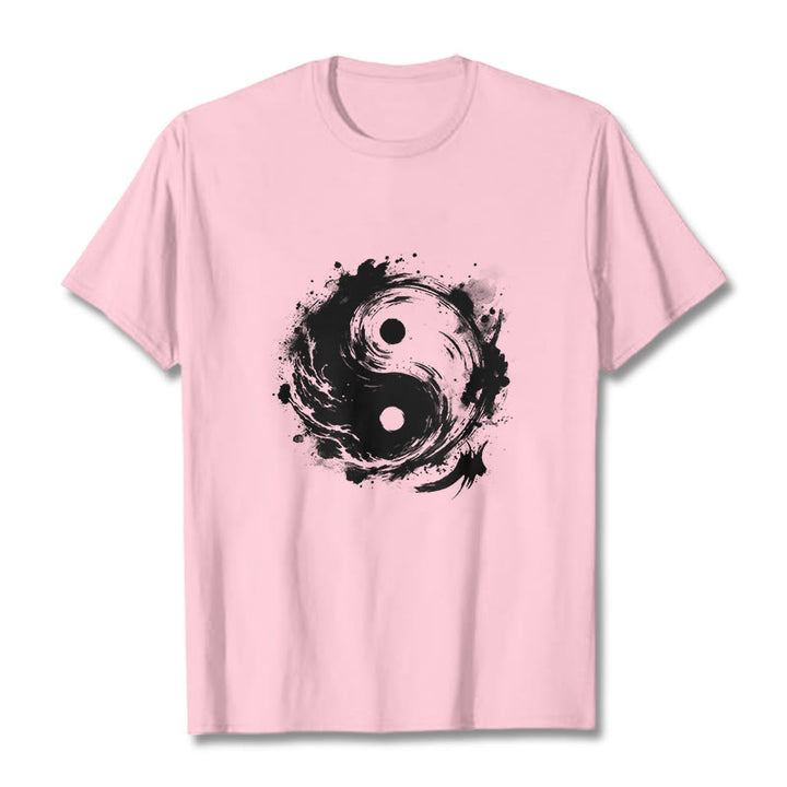 Buddha Stones Ink Yin Yang Pattern Balance Design Tee T-shirt - LightPink - 2XL - image 12