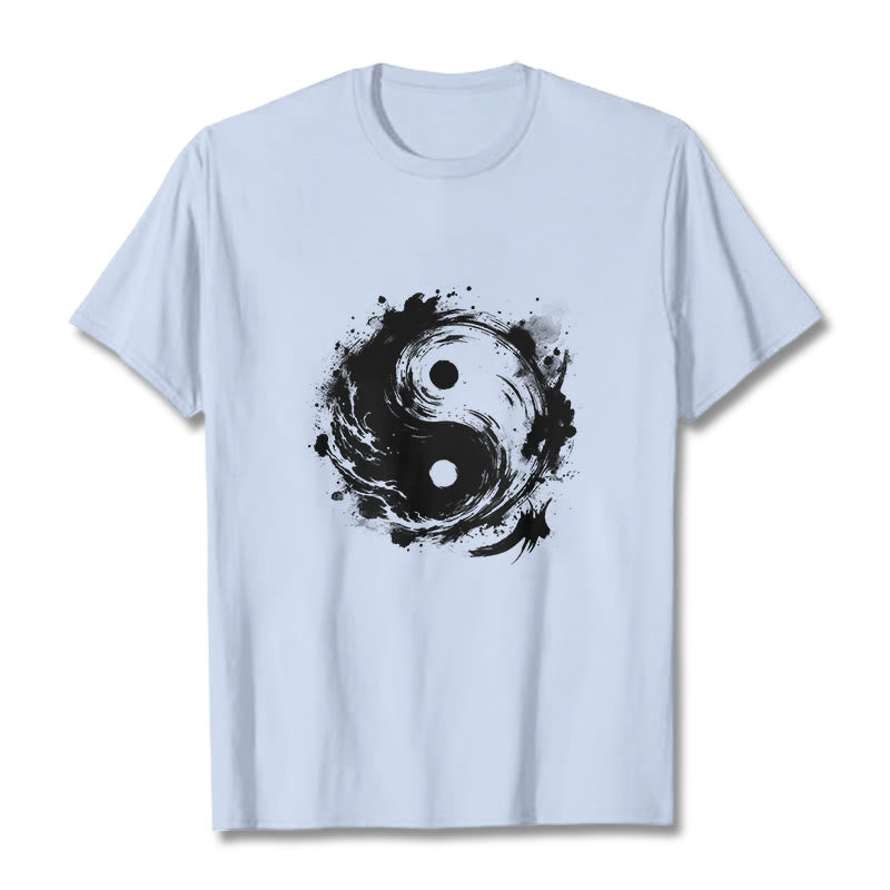 Buddha Stones Ink Yin Yang Pattern Balance Design Tee T-shirt - LightCyan - 2XL - image 18